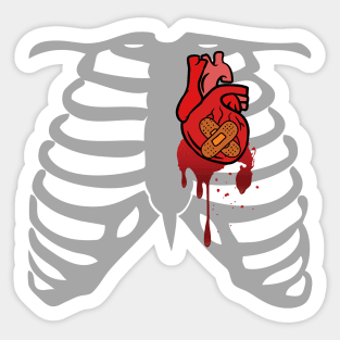 Halloween Costume Ribcage Bleeding Heart Funny Spooky Scary Skeleton Gift Sticker